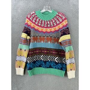 Anthropologie Pullover Sweater Womens M Multicolor Fair Isle Mock Neck Chunky